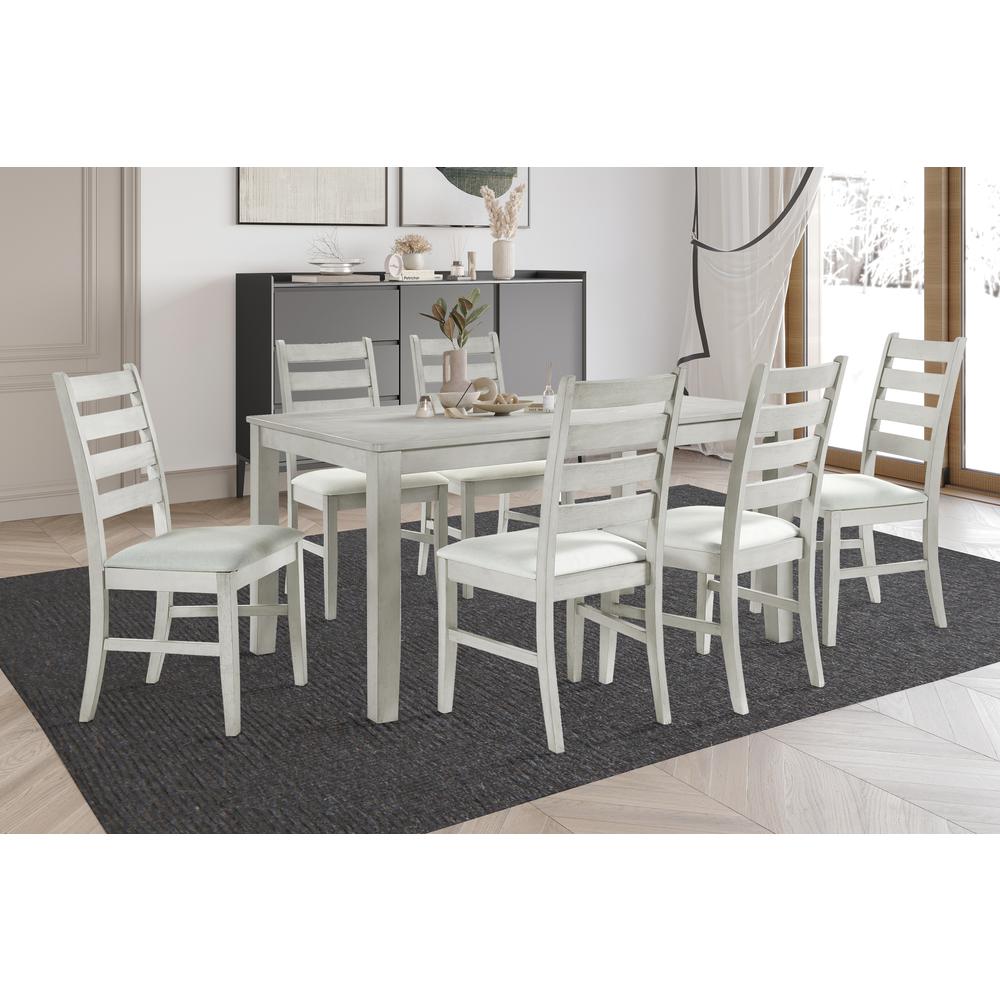 Pascal 59" Retangular Wood Dining Set with 6 Chairs in Driftwood. Picture 2
