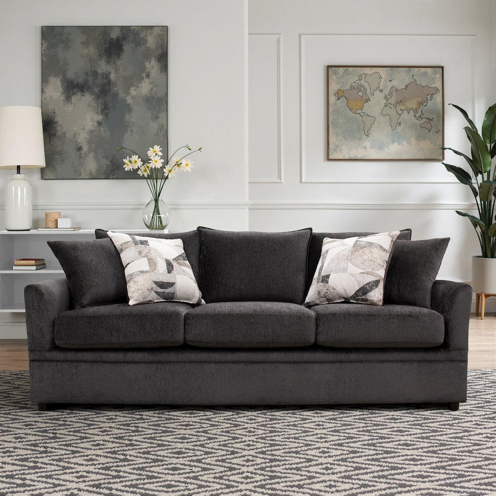 Sylvie Polyester Upholstered Sofa in Dark Gray. Picture 6