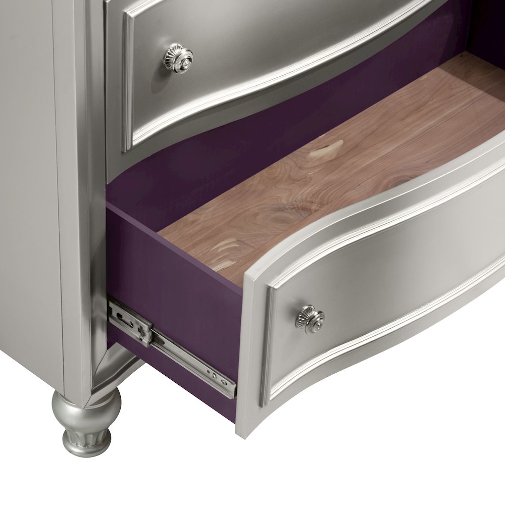 Reflections Wood 5-Drawer Chest, Silver. Picture 6