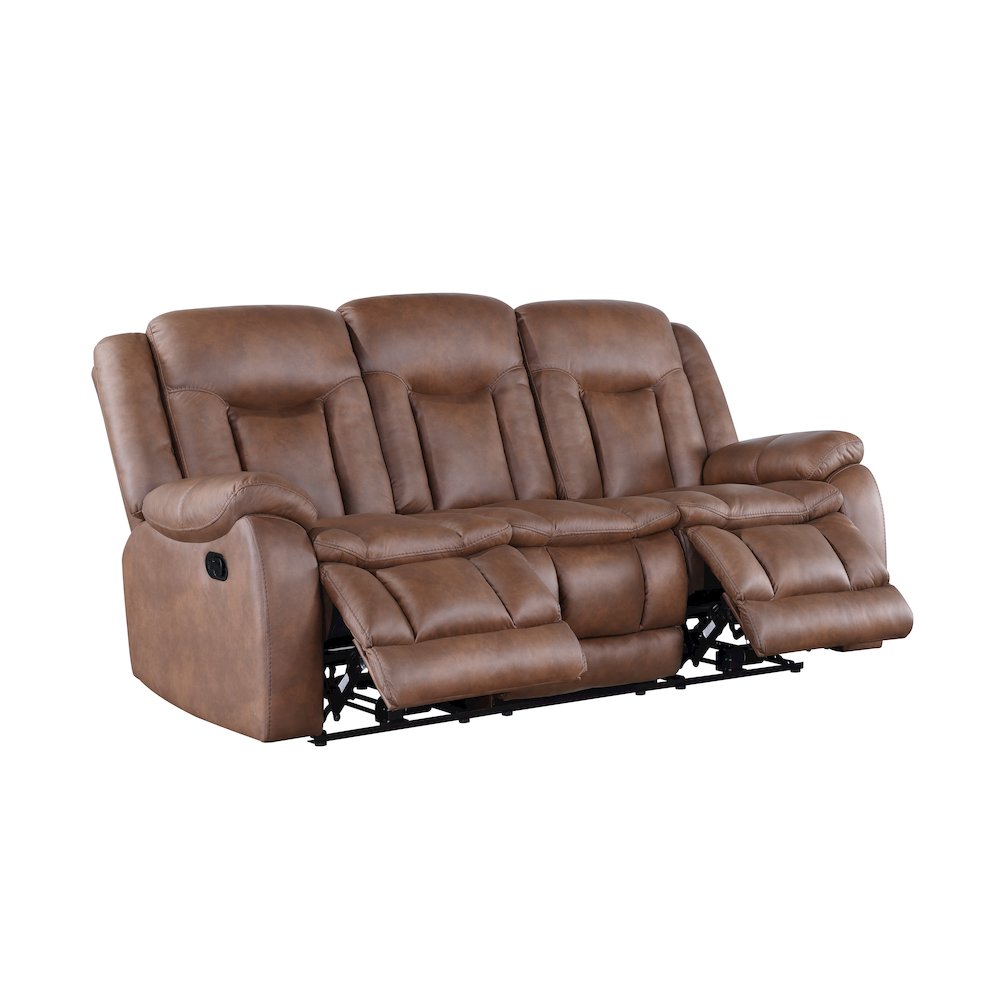 Morello Fabric Sofa with Dual Recliners, Brown. Picture 3
