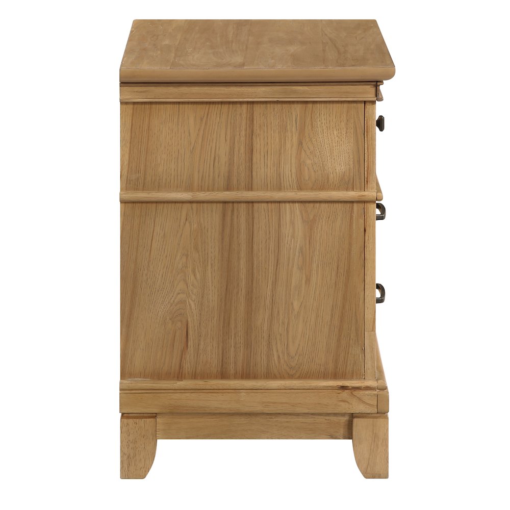 Sunstone Wood 3-Drawer Nightstand in Honey. Picture 4