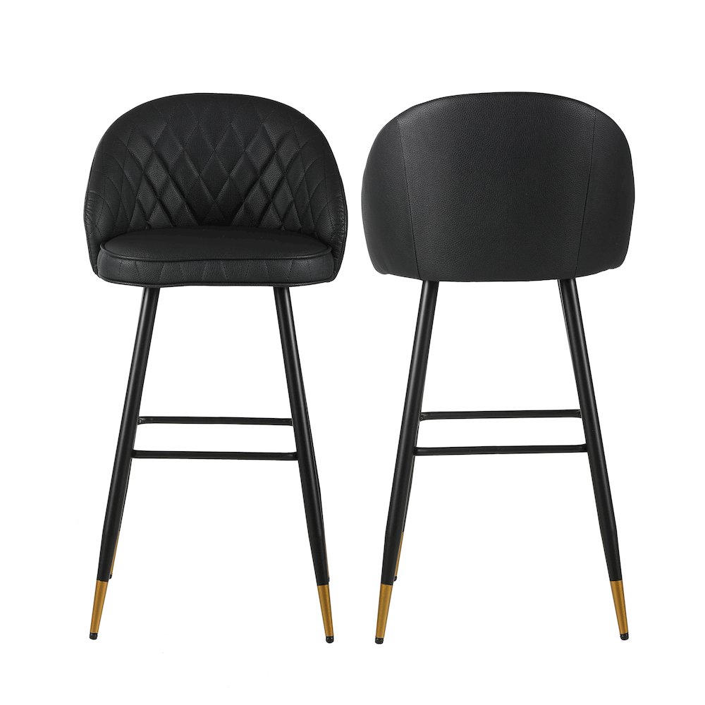 Oliver Vegan Leather Bar Chair in Black (Set of 2). Picture 1