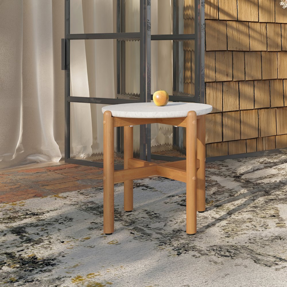 Solstice 19.4 in. Round Wood End Table with Terazzo Top. Picture 4