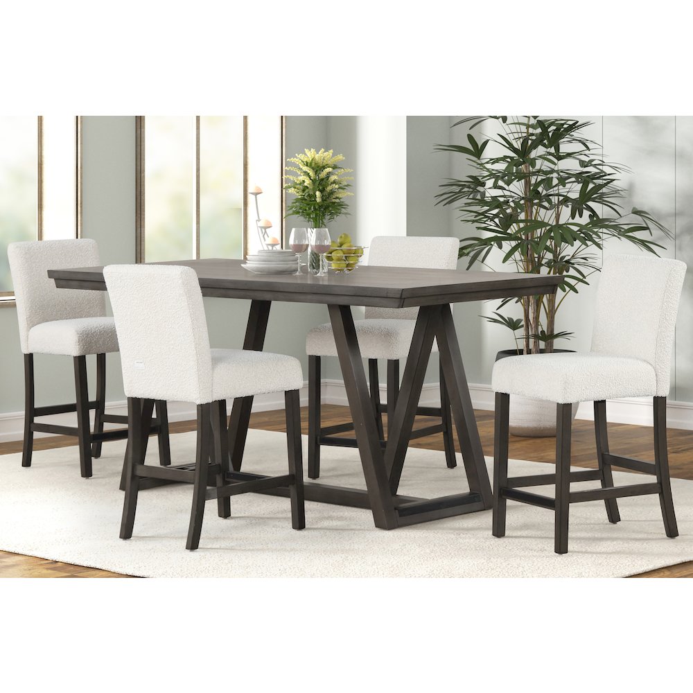 High Line 5-Pc Wood Rectangular Counter Table Set,White. Picture 2