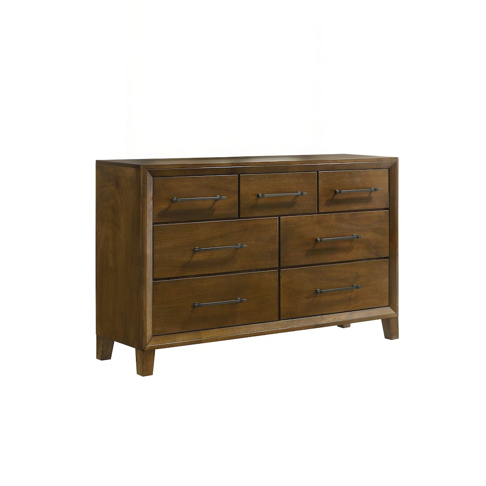 Ballard Wood 7-Drawer Dresser in Walnut Brown. Picture 1