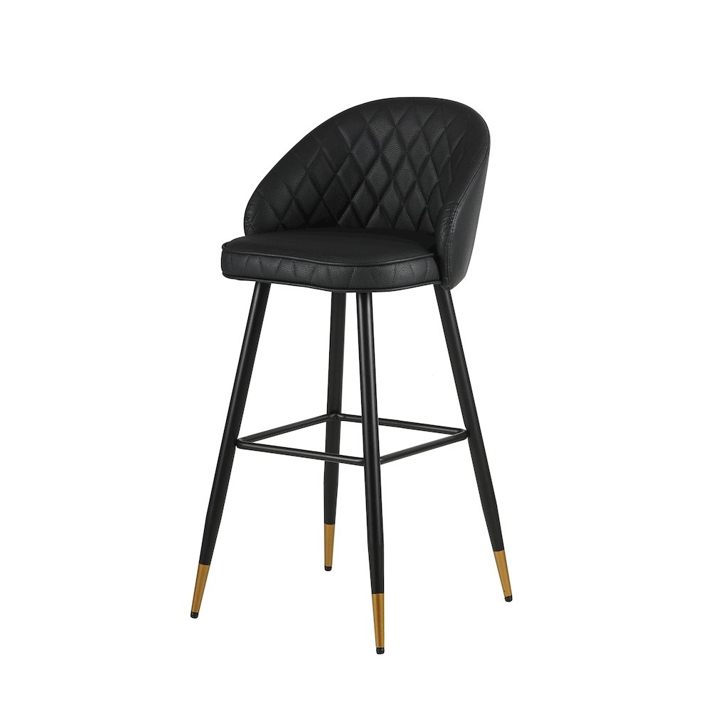 Oliver Vegan Leather Bar Chair in Black (Set of 2). Picture 2