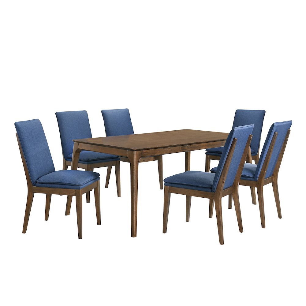 Maggie 7-Piece Wood Dining Table Set, Blue. Picture 1