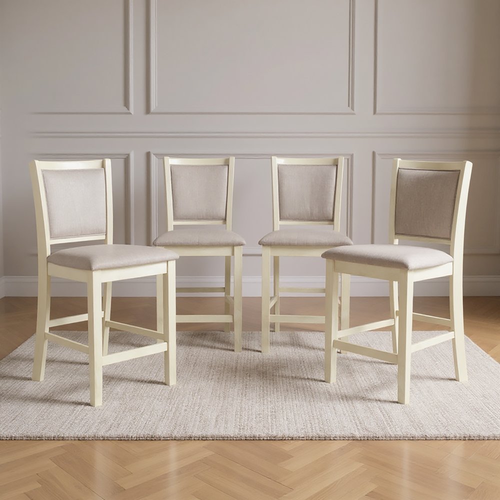 Amy Wood Counter Chair in Bisque (Set of 4). Picture 2