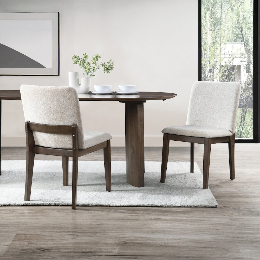 Kody Fabric Upholstered Dining Chair in Beige (Set of 2). Picture 9