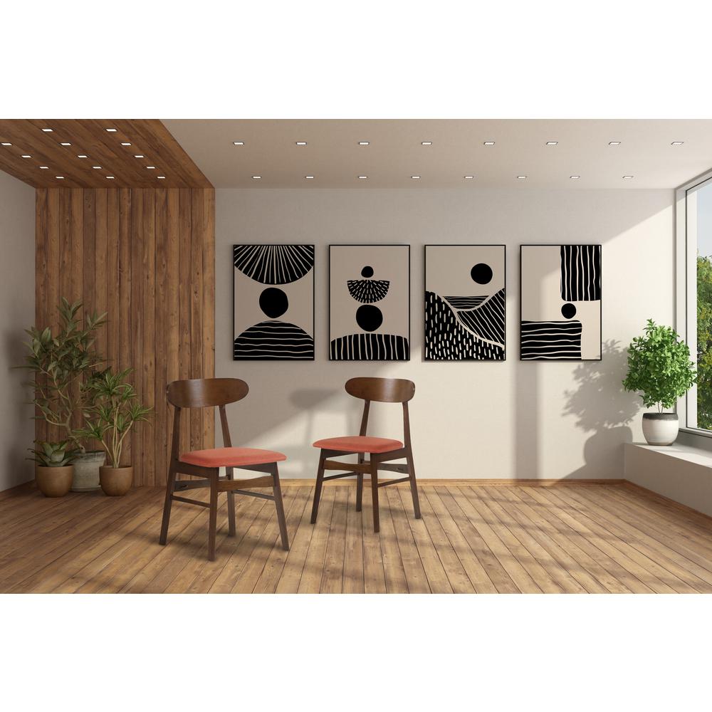 Furniture Morocco Dining Chair with Cushion- Set of 2- Orange. Picture 8