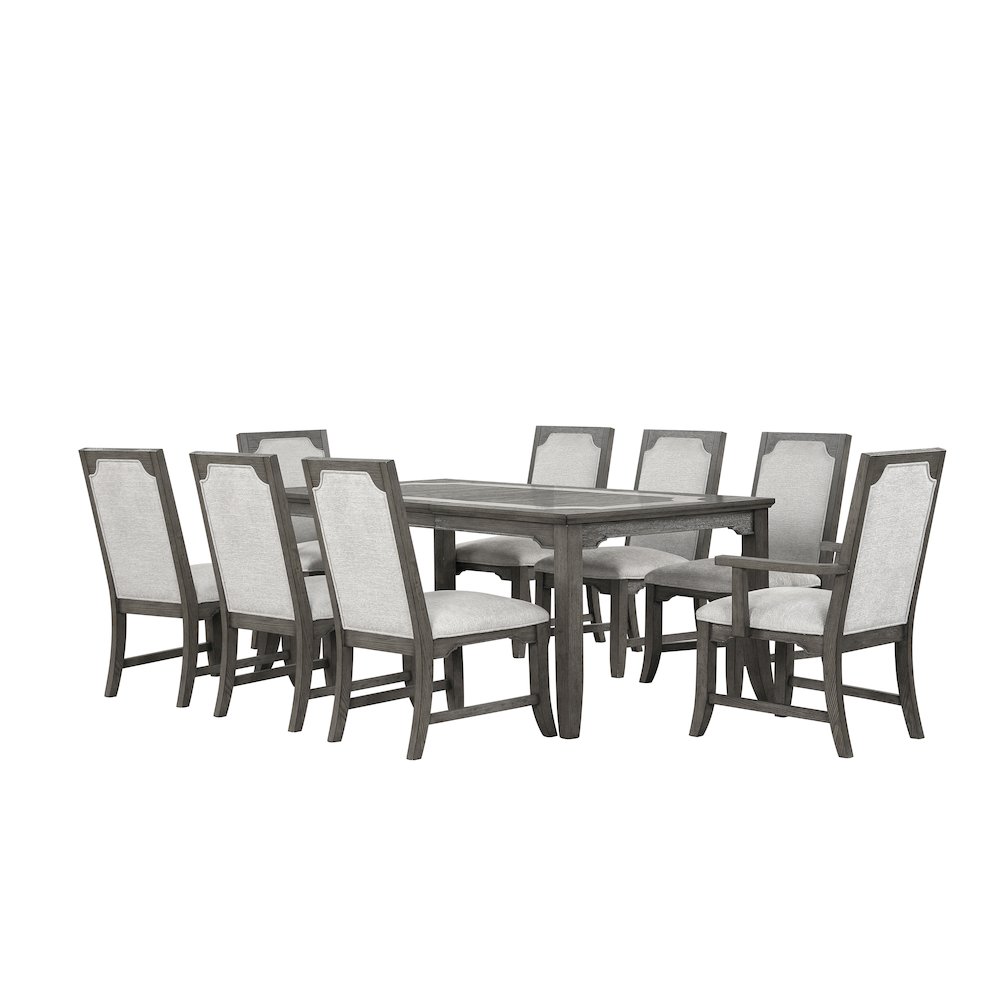 New Classic Furniture Lisbon 7-Piece Wood Rectangle Dining Set in Gray. Picture 2