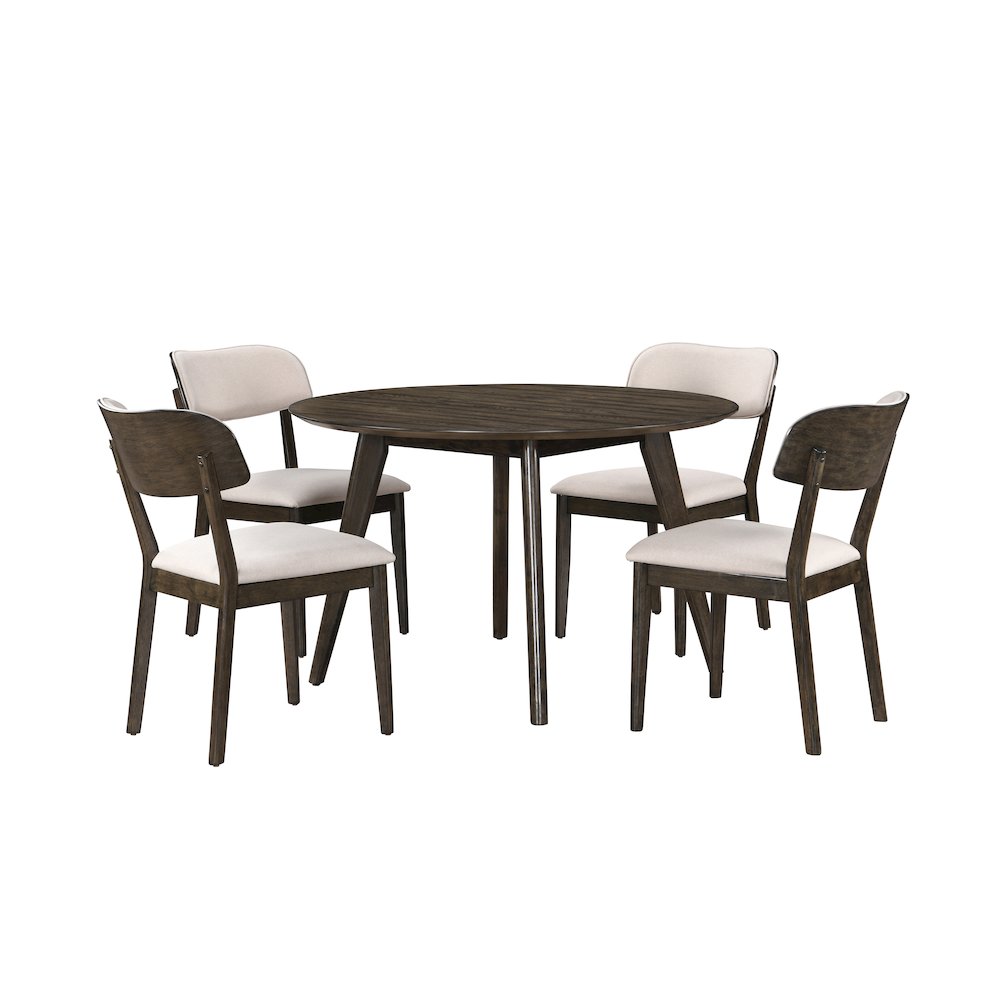 Rex 5-Piece Wood Round Dining Set, Walnut. Picture 14