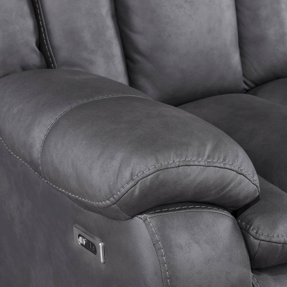 Morello Fabric Console Loveseat w/ Power Footrest, Gray. Picture 6