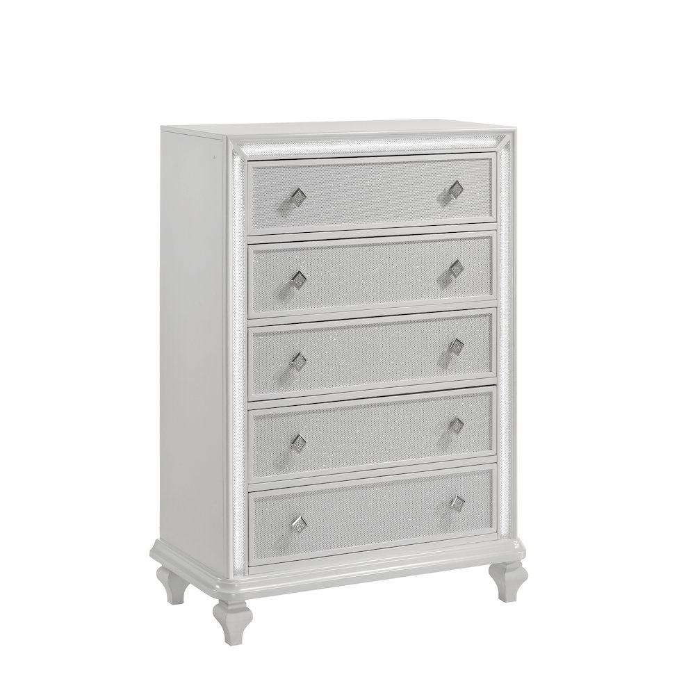 Stardust  Wood 5-Drawer Chest, White. Picture 1