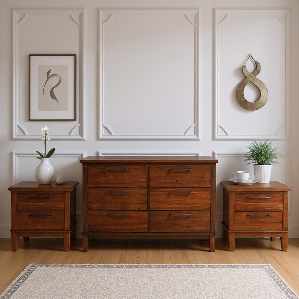 Cagney 3-Pc Wood Bedroom Set with Dresser in Chestnut. Picture 13