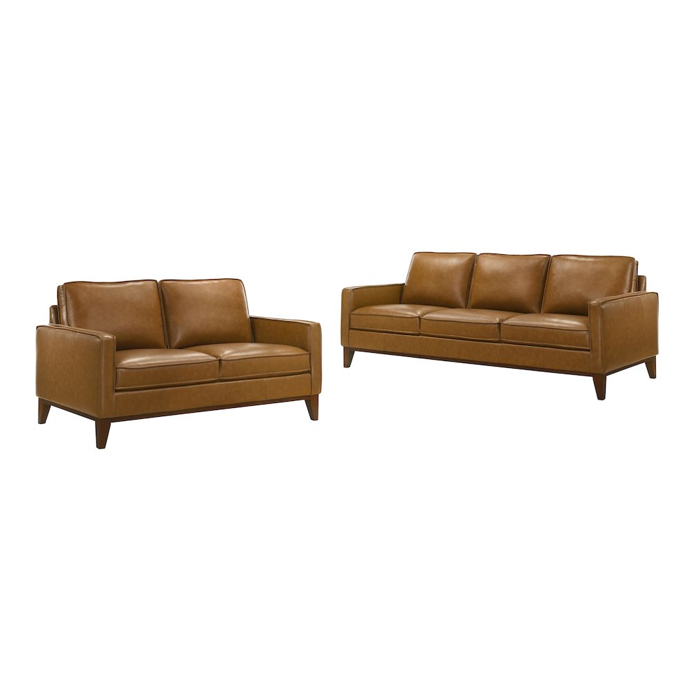 Caspar 2-Piece Leather Living Room Set, Caramel. Picture 1