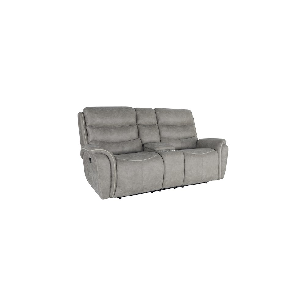 Kamari Console Loveseat W/ Dual Recliners-Gray. Picture 1