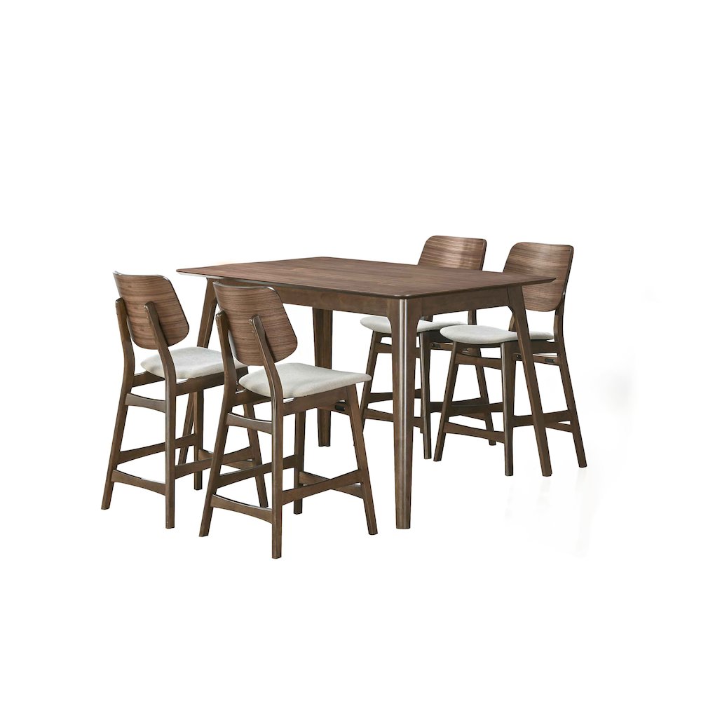 Oscar 5-piece Wood Counter Dining Set in Walnut. Picture 1