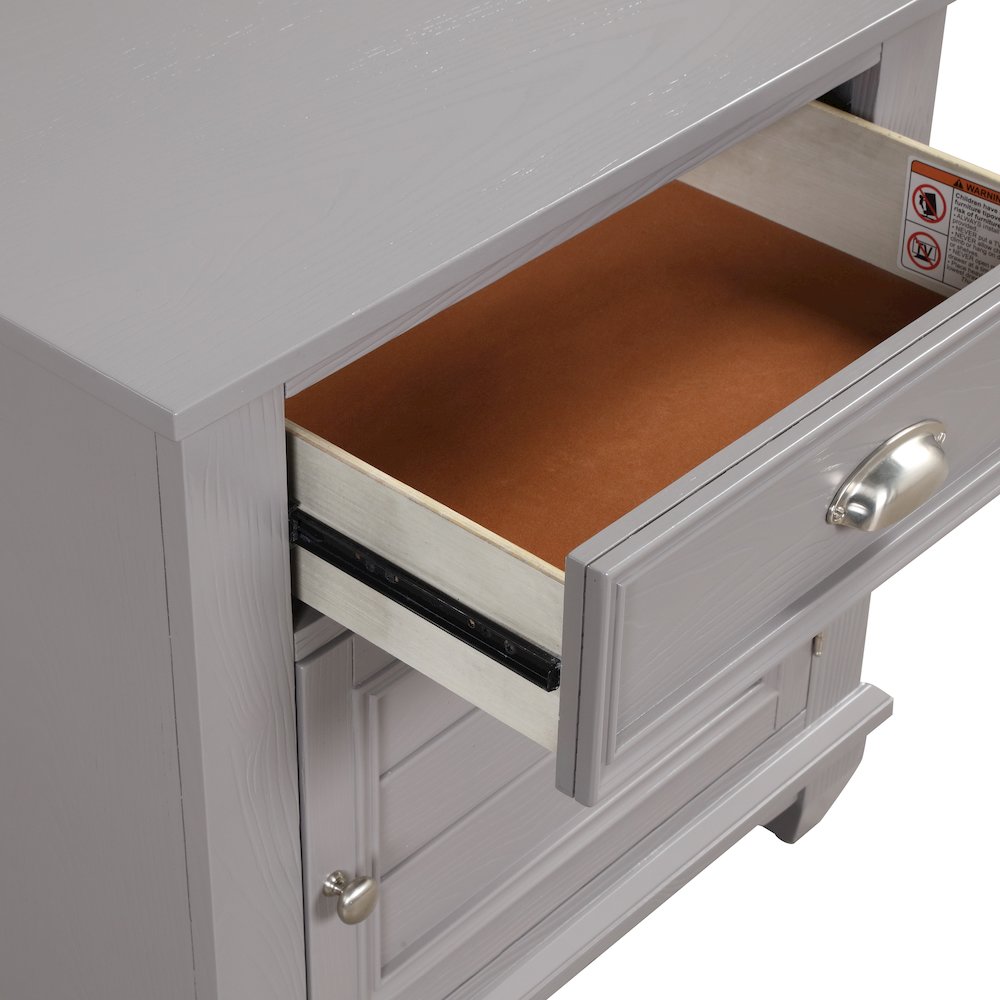 Jamestown Wood 1-Drawer Nightstand, Gray. Picture 6