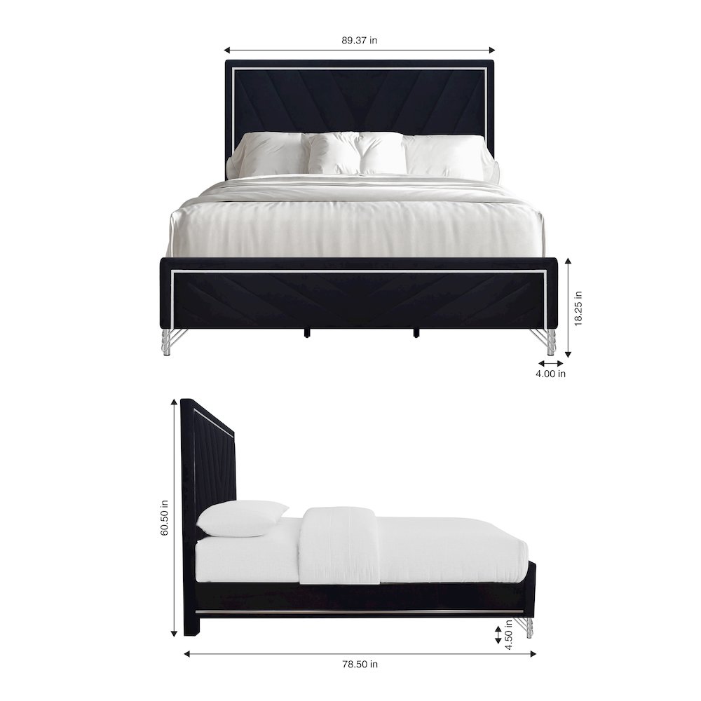 Ava Wood/Polyester King Panel Bed in Ebony Black. Picture 8