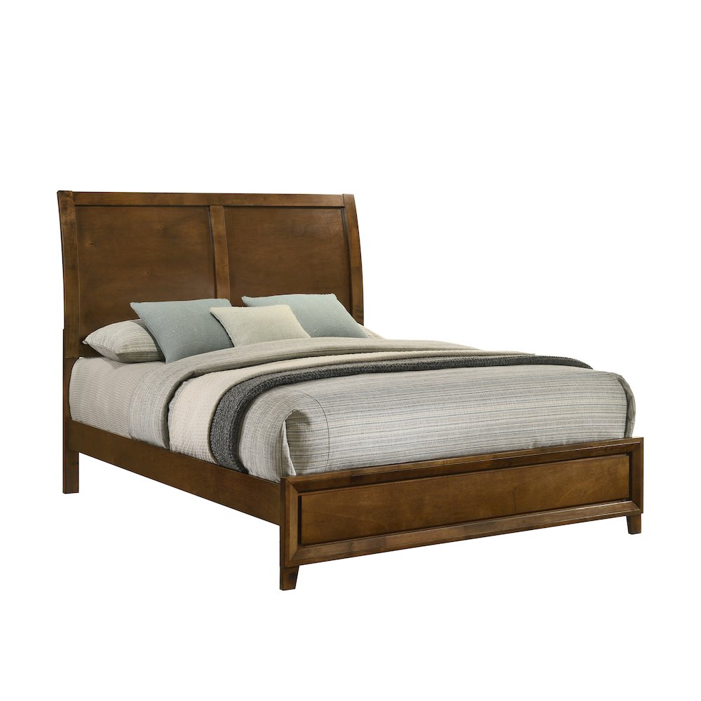 Ballard Wood Queen Panel Bed in Walnut Brown. Picture 1