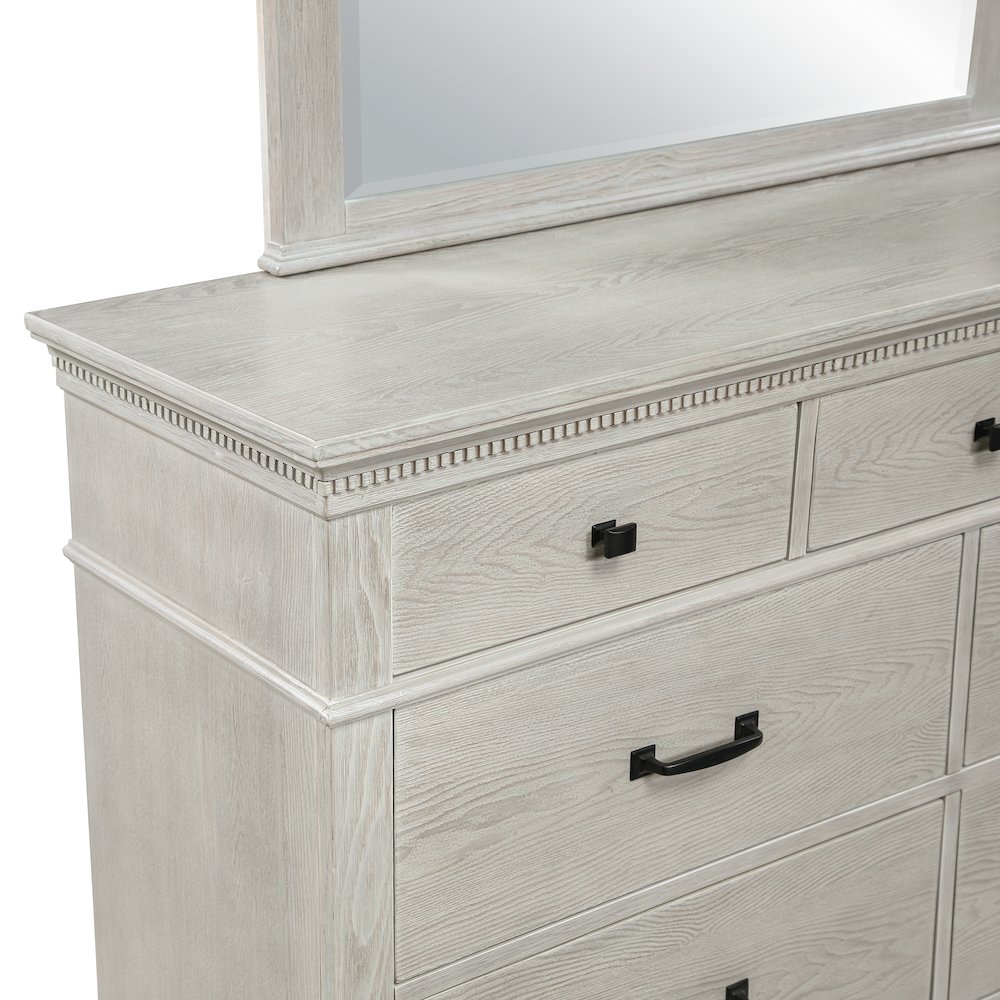 Silver Sands 2-Piece Wood Dresser and Mirror Set in Gray. Picture 7