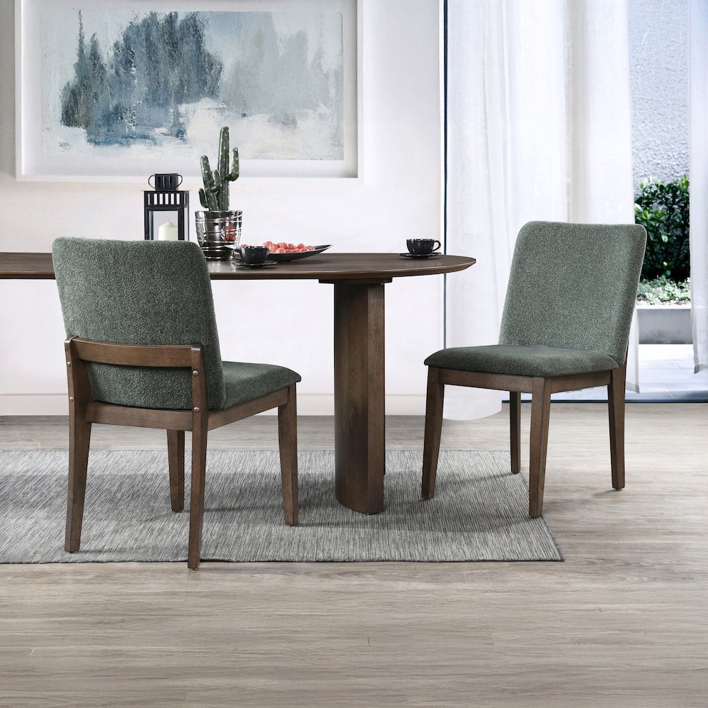 Kody Fabric Upholstered Dining Chair in Green (Set of 2). Picture 9