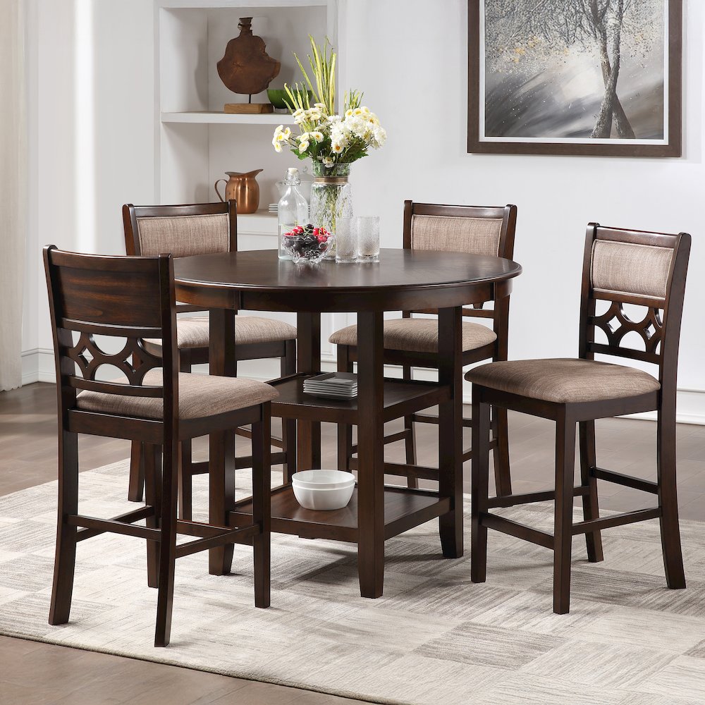 Furniture Mitchell 5-Piece Transitional Wood Counter Set in Cherry. Picture 2