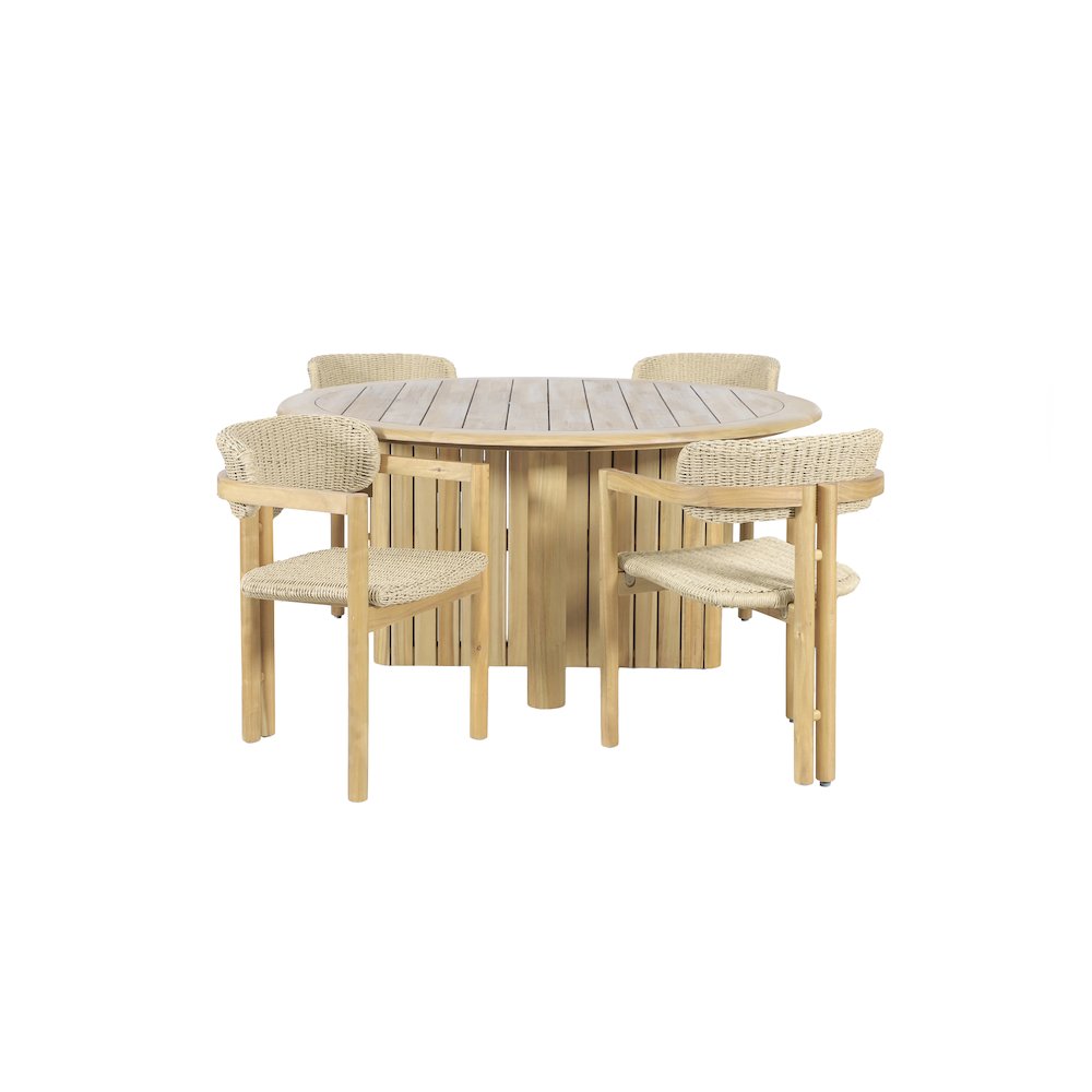 Sedona 5-Piece Wood Outdoor Dining Set in Natural. Picture 1