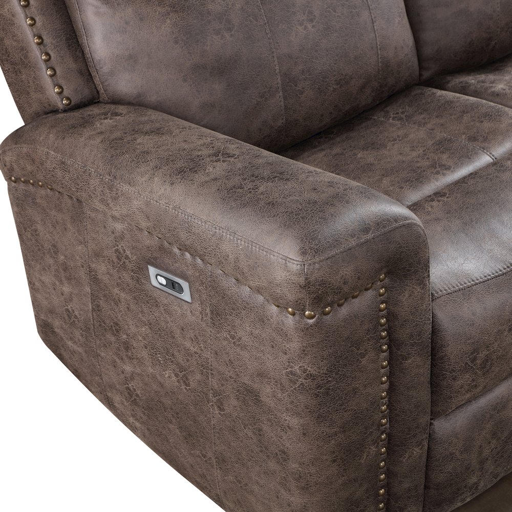 Quade 2-Piece Fabric Upholstered Power Sofa And Loveseat Set, Mocha Brown. Picture 15