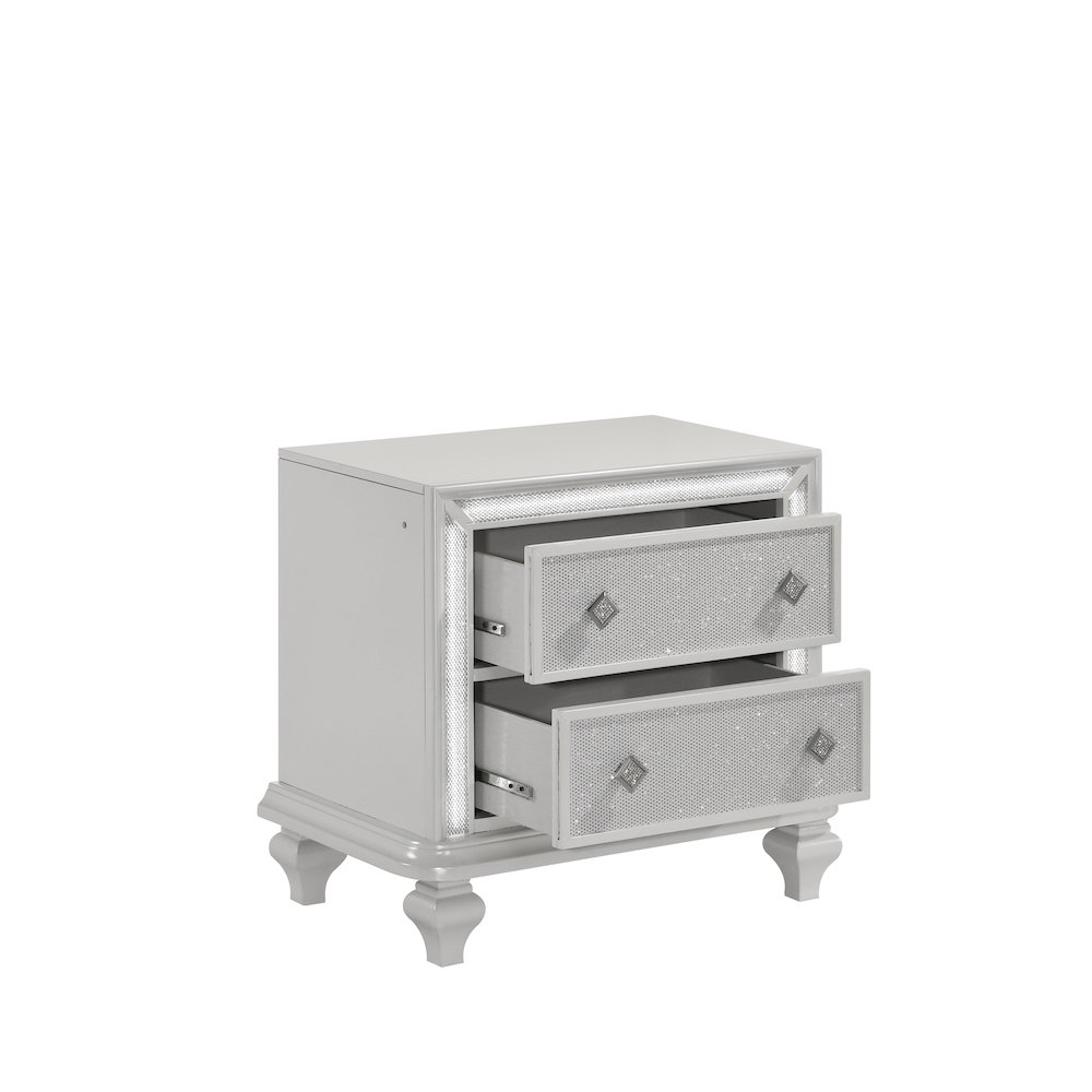 Stardust Wood 2-Drawer Nightstand, White. Picture 3