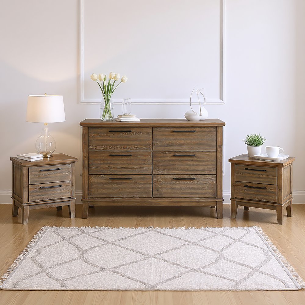 Cagney 3-Pc Wood Bedroom Set with Dresser in Vintage. Picture 11