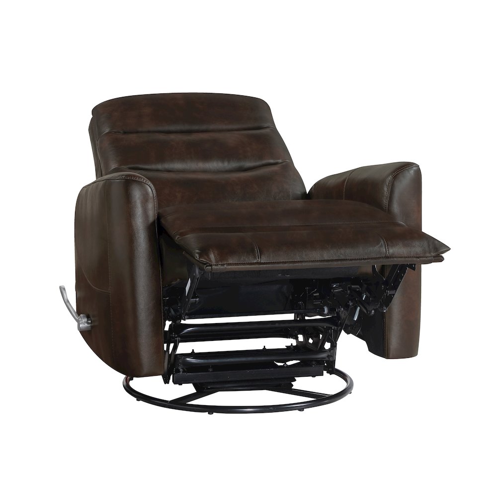 Takami Faux Leather Swivel Recliner, Brown. Picture 3