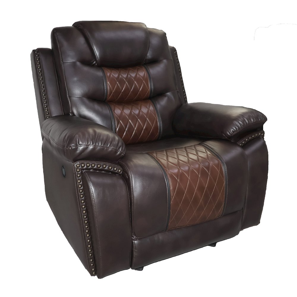 Nikko 3-Piece Faux Leather Power Living Room Set, Brown. Picture 1