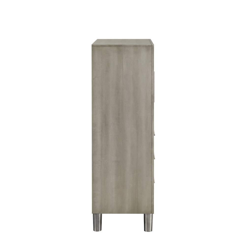 New Classic Furniture Lennox Wood Modern Door Chest with LED Light in Gray. Picture 5