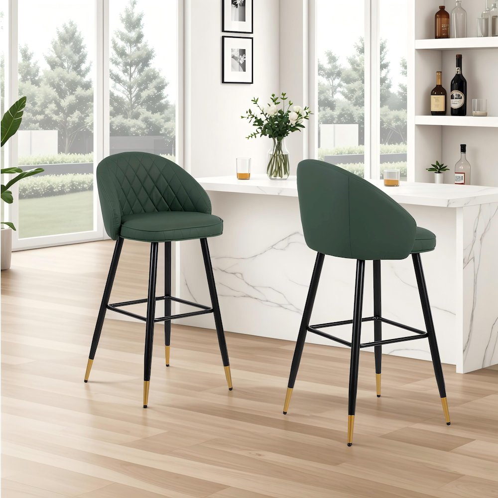 Oliver Vegan Leather Bar Chair in Green (Set of 2). Picture 8