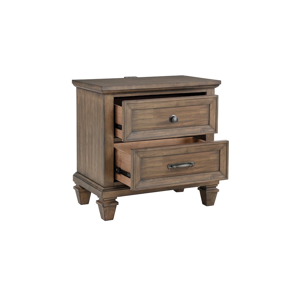 Mariana Wood 2-Drawer Nightstand, Vintage Mocha. Picture 4
