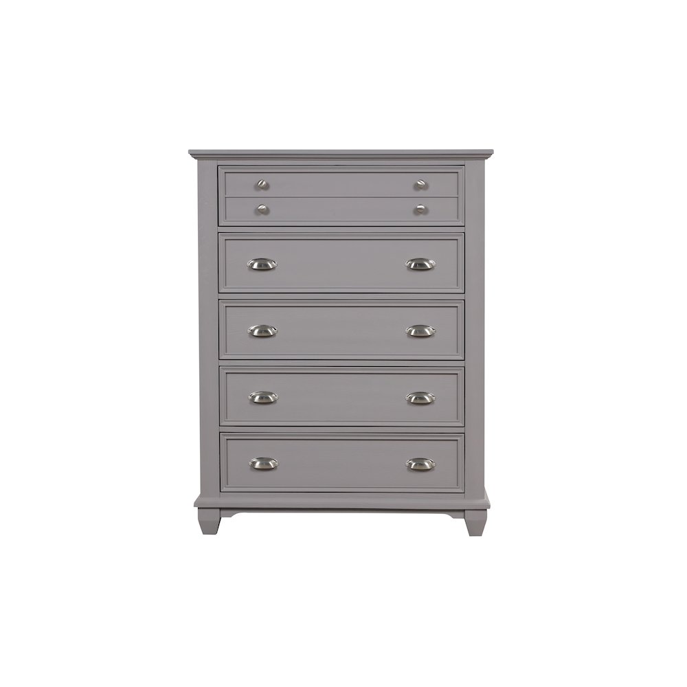 Jamestown Wood 5-Drawer Chest, Gray. Picture 3