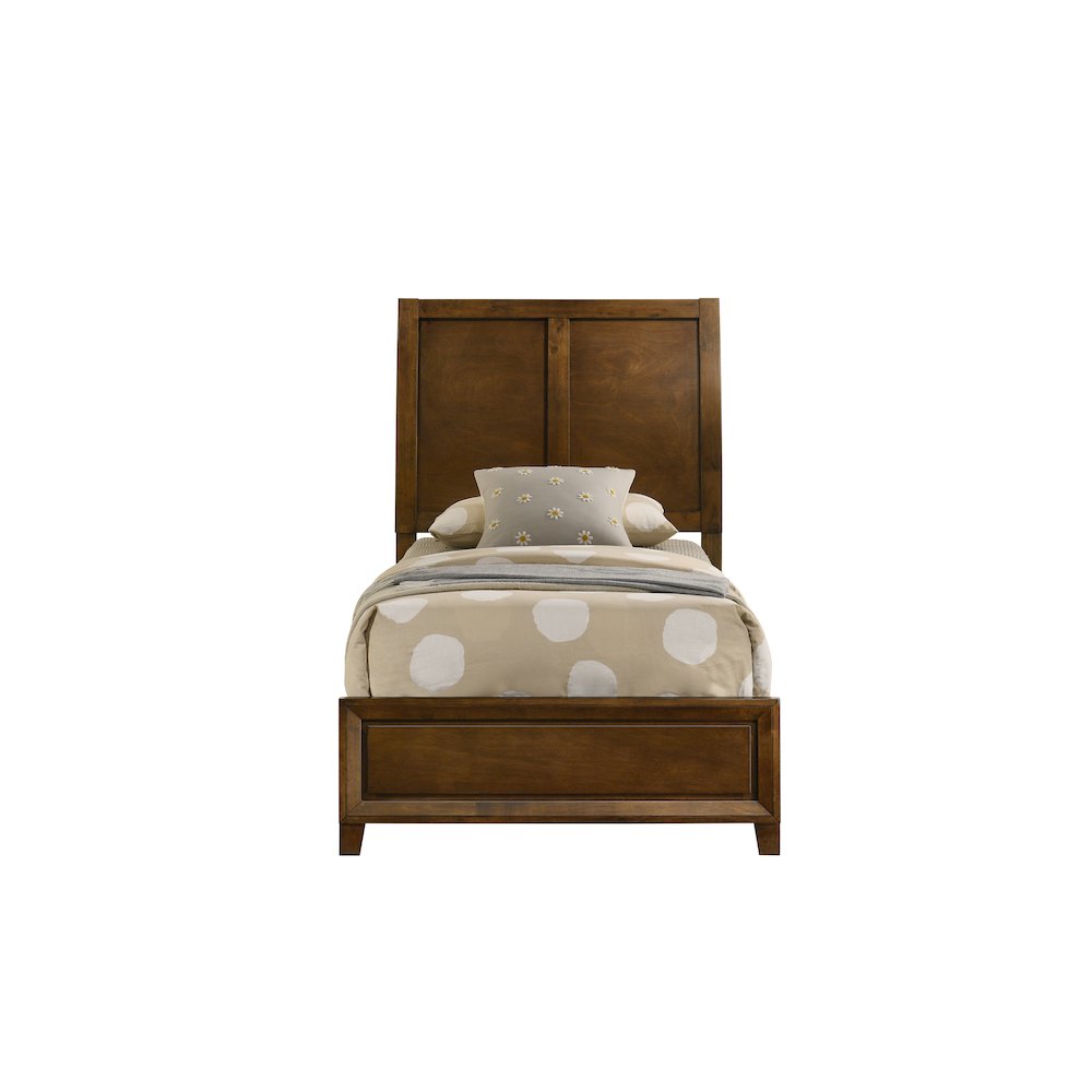 Ballard Wood Twin Panel Bed in Walnut Brown. Picture 2