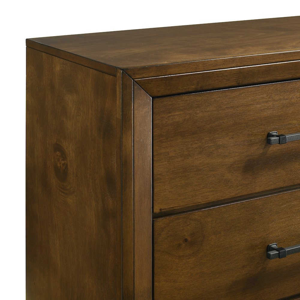 Ballard Wood 5-Drawer Chest in Walnut Brown. Picture 6