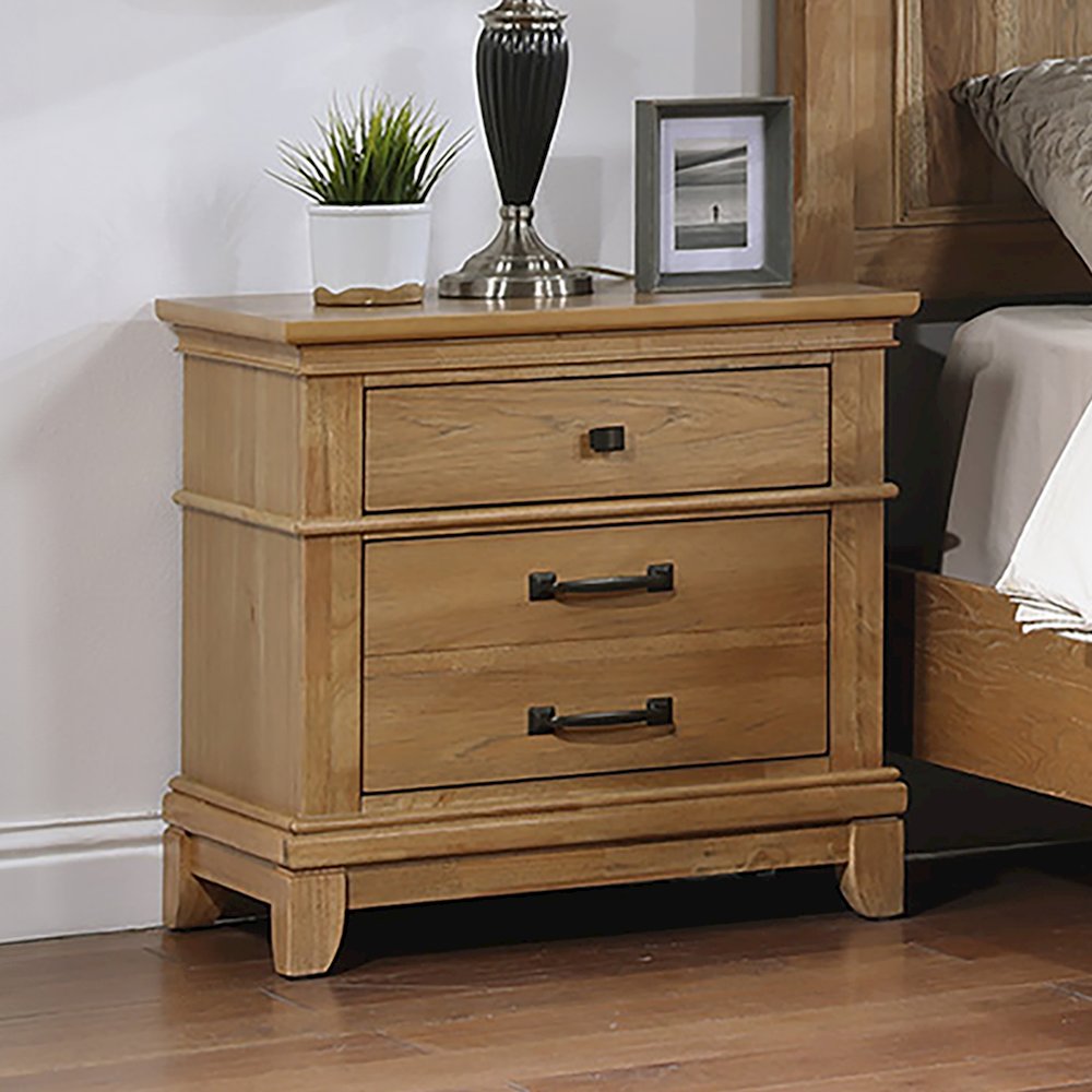 Sunstone Wood 3-Drawer Nightstand in Honey. Picture 5