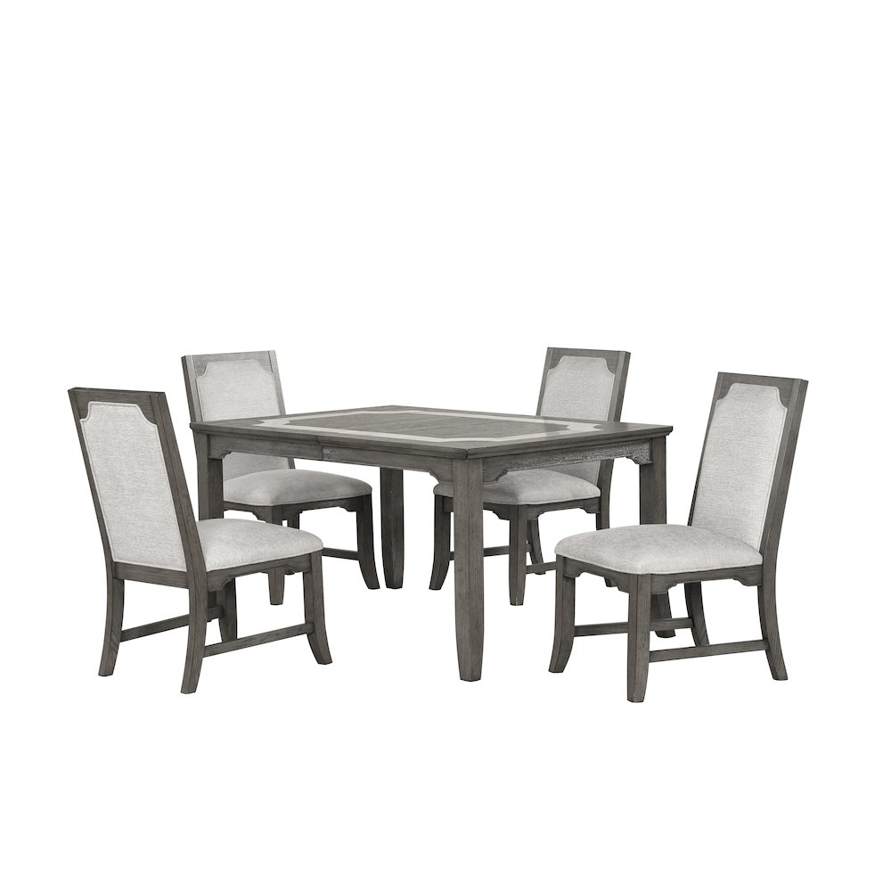 New Classic Furniture Lisbon 5-Piece Wood Rectangle Dining Set in Gray. Picture 1