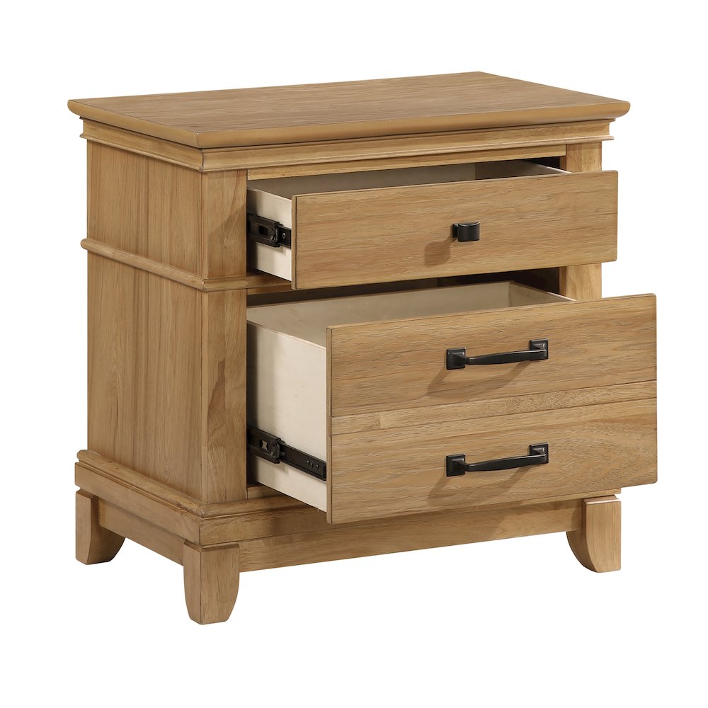Sunstone Wood 3-Drawer Nightstand in Honey. Picture 3