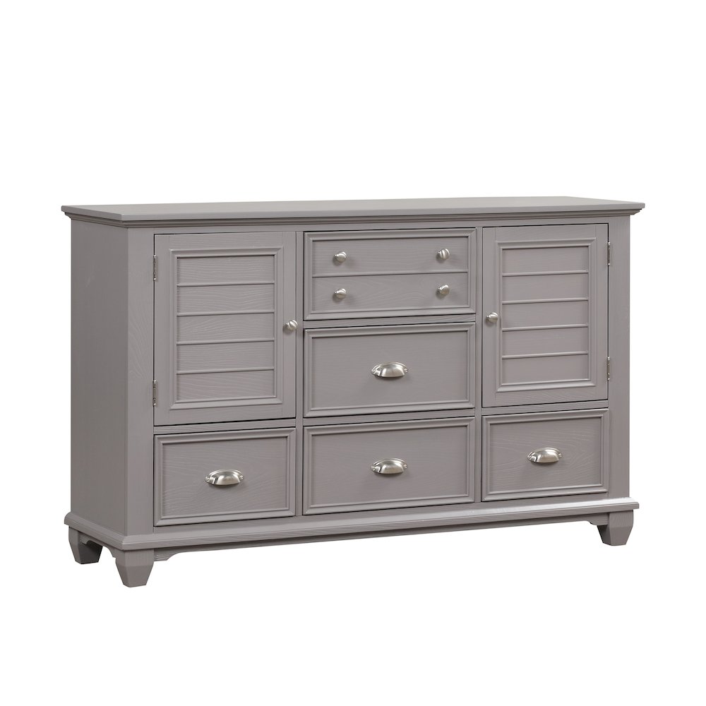 Jamestown Wood 5-Drawer Dresser, Gray. Picture 1