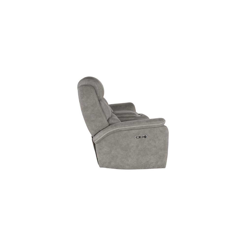 Kamari Fabric Power Console Loveseat, Gray. Picture 3