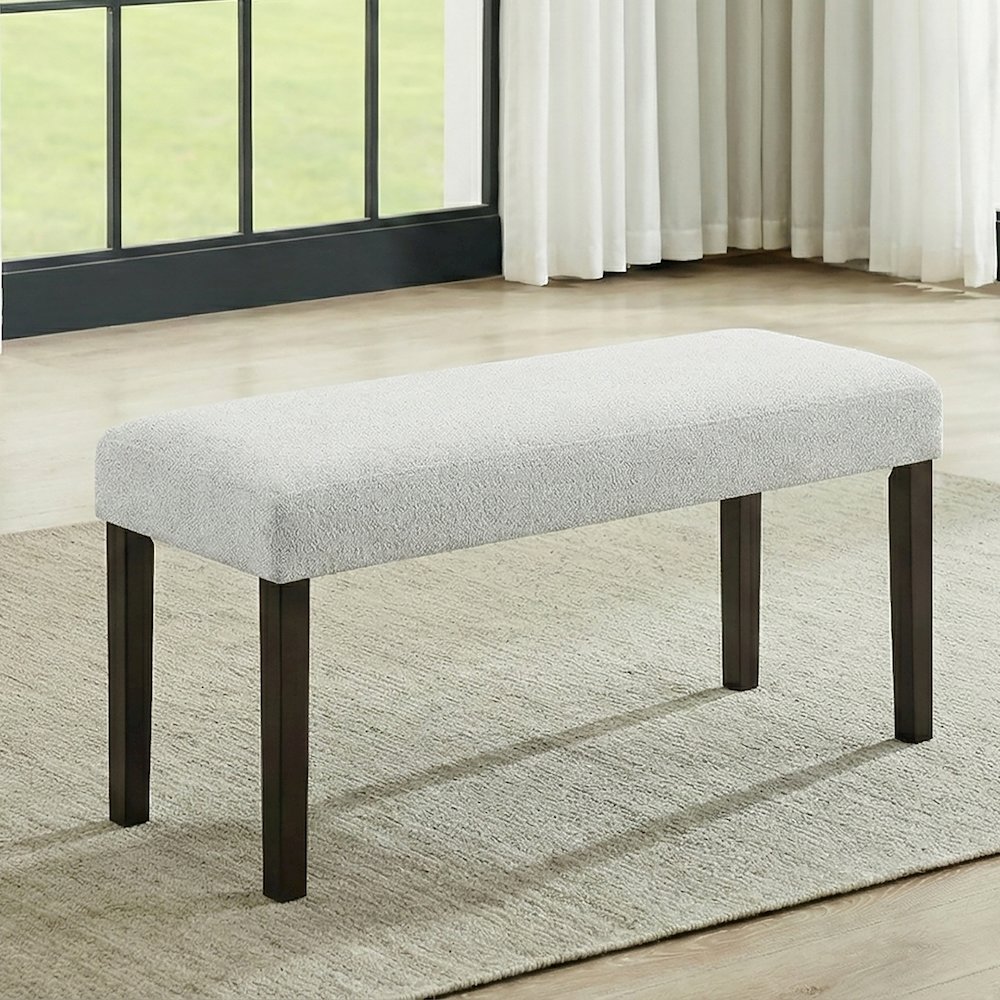Carissa Dining Bench with Upholstered Seat in Stone. Picture 2