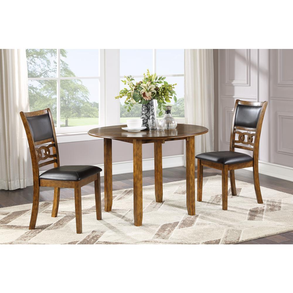 Furniture Gia Solid Wood Dining Drop Leaf Table 2 Chairs in Brown. Picture 3