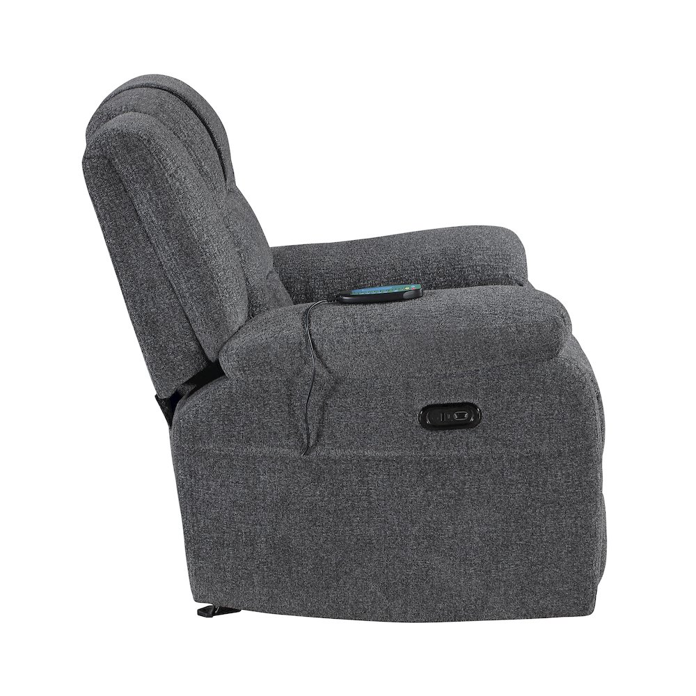 Redondo Chenille Glider Recliner with Power in Dark Gray. Picture 5