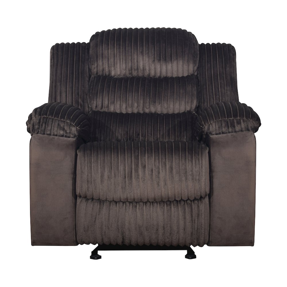 Willow Wood & Fabric Glider Recliner in Brown. Picture 2