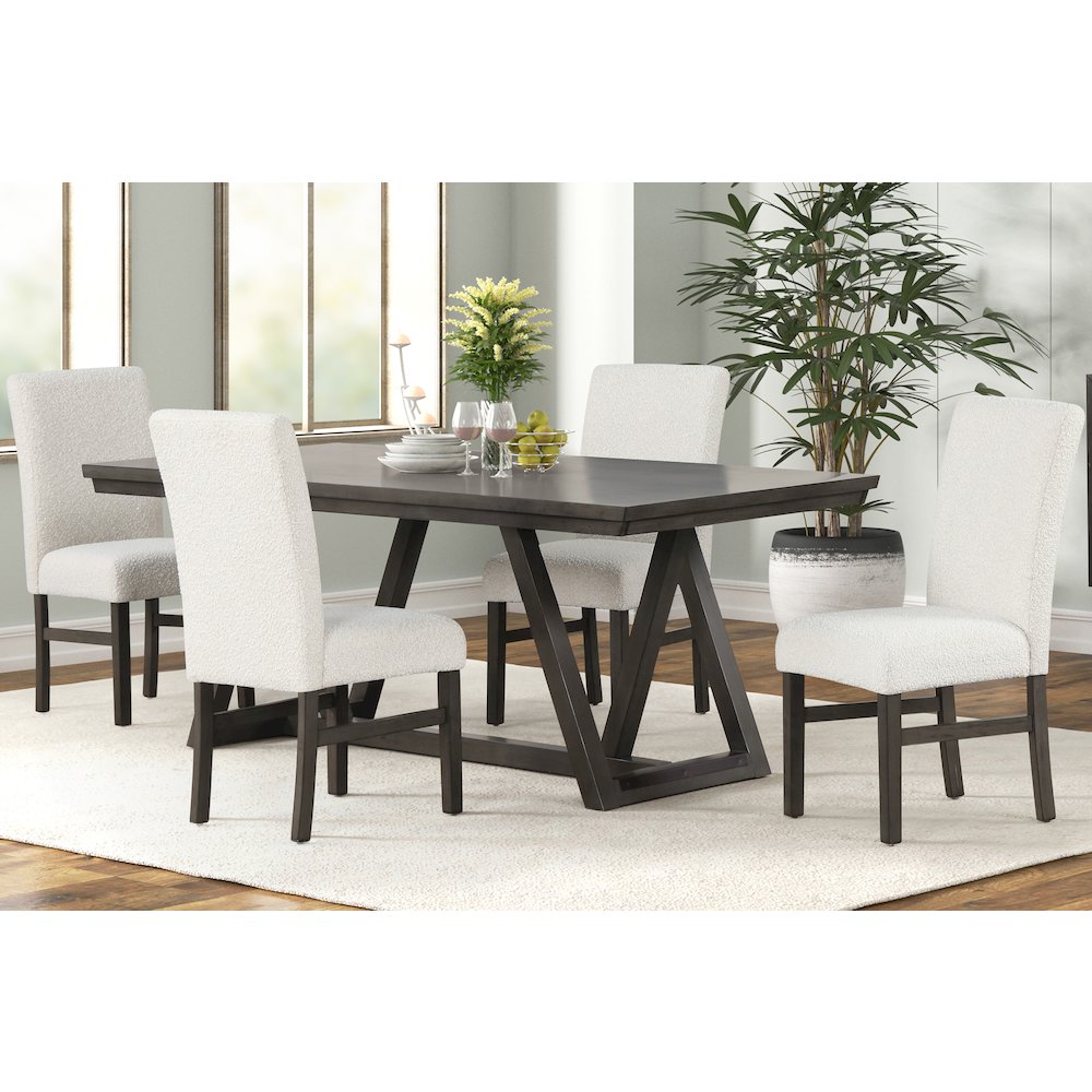 High Line 5-Piece Wood Rectangular Dining Table Set, White. Picture 2